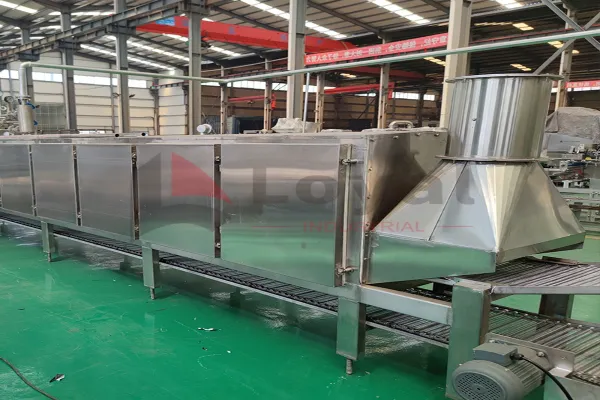 Freidora continua industrial para fideos en taza con intercambiador de calor