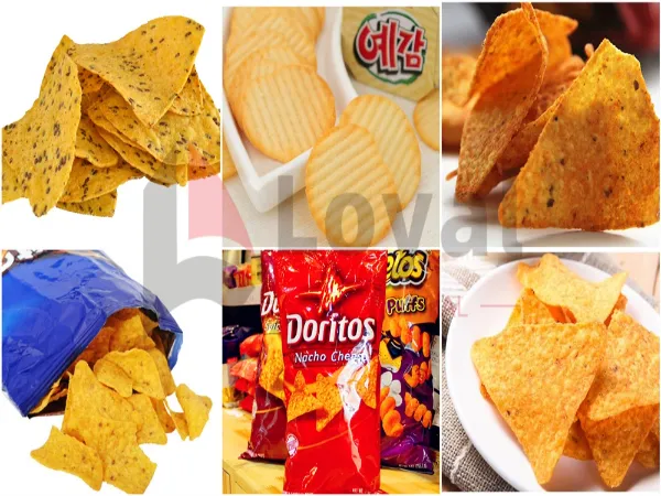 Primer plano de burbujas en la superficie de chips de maíz fritos