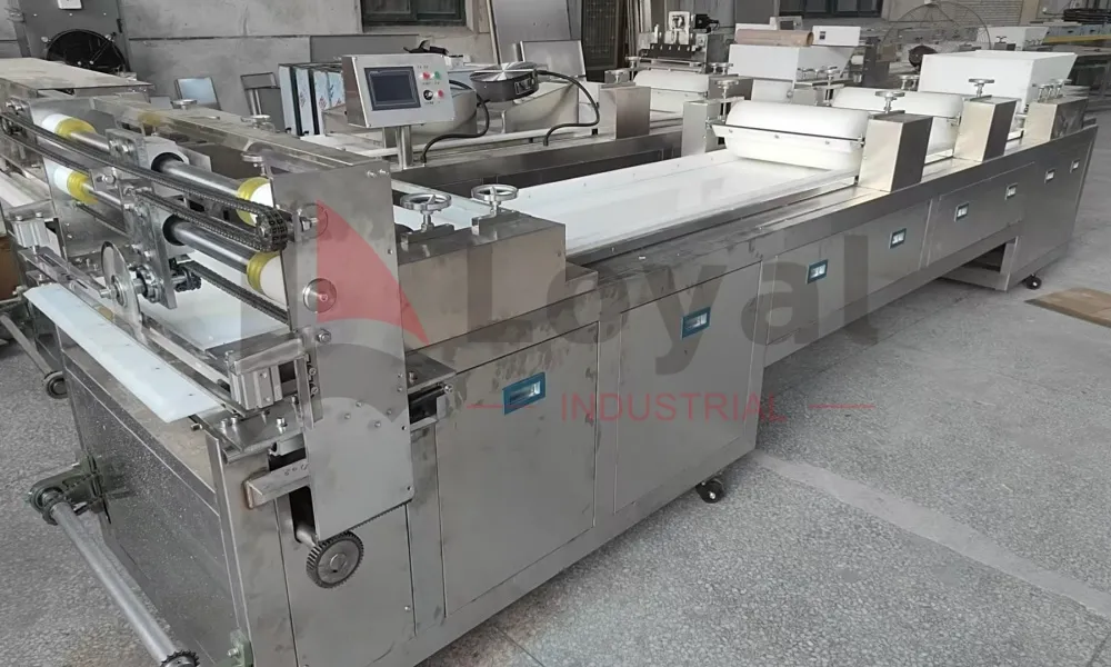 Full view of protein bar extruder machine line