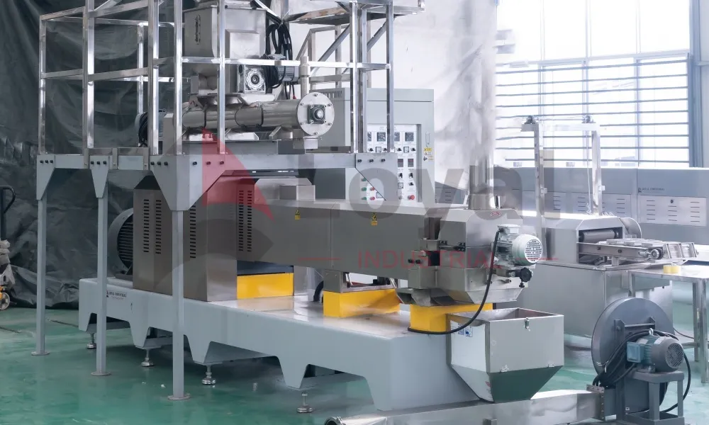 Kurkure production factory with parallel rotary head extruders