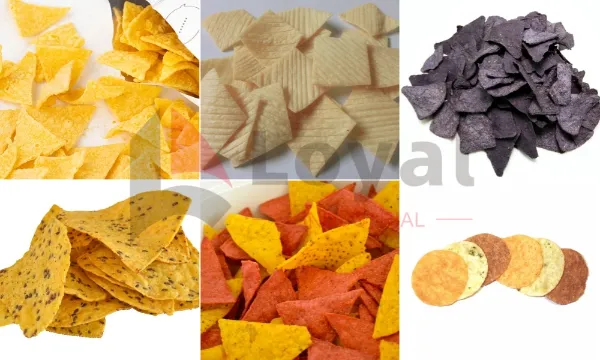 Tiras de chips de maíz rectangulares