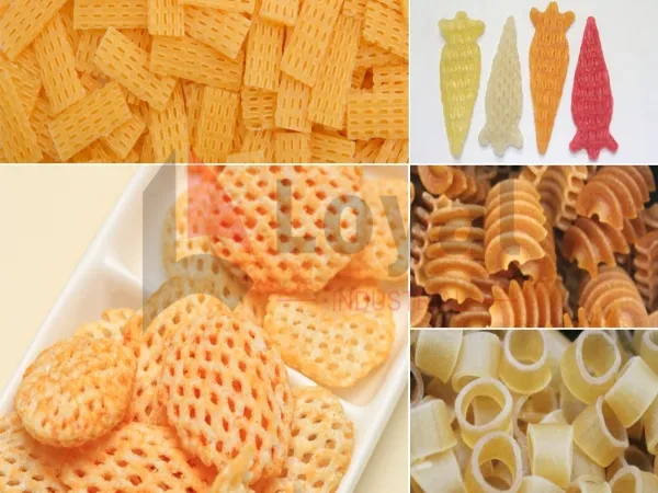 Pellets de snack de papa en forma de fusilli espiral