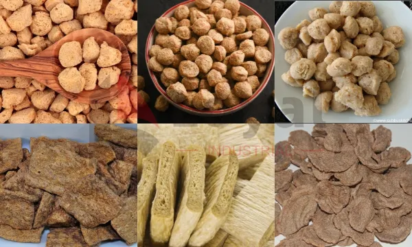 Textured soya protein chunks and meat analogue