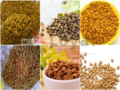 High protein cat food kibble in fish and heart shapes