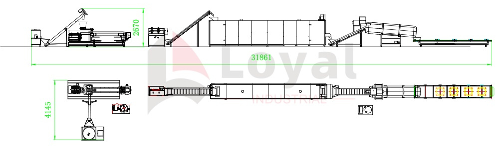 Dry pet food production line process flowchart